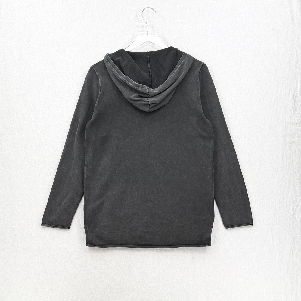 Barefoot Dreams Hoodie Women Small Black Pullover Acid Wash Cotton Knit - Picture 4 of 14